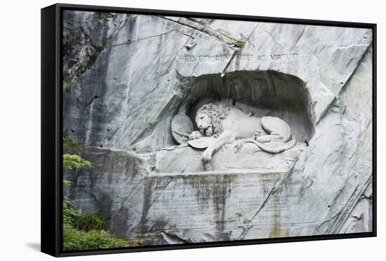 Lion Monument by Lucas Ahorn for Swiss Soldiers Who Died in the French Revolution-Christian Kober-Framed Stretched Canvas