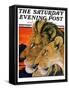 "Lion Pair," Saturday Evening Post Cover, April 27, 1929-Paul Bransom-Framed Stretched Canvas