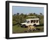 Lion (Panthera Leo) and Safari Vehicle, Masai Mara, Kenya, East Africa, Africa-Sergio Pitamitz-Framed Photographic Print