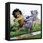 Lion Punching Unicorn-Philip Mendoza-Framed Stretched Canvas