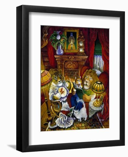 Lion Reading a Book-Bill Bell-Framed Premium Giclee Print