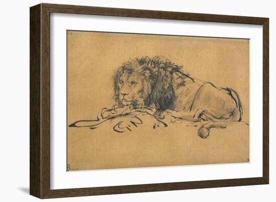 Lion Resting, Turned to the Left, C1650-Rembrandt van Rijn-Framed Premium Giclee Print