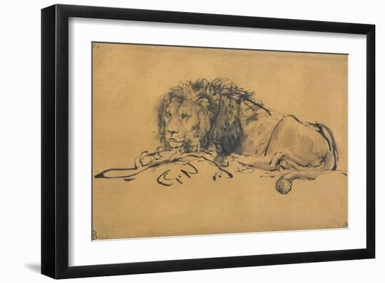 Lion Resting, Turned to the Left, C1650-Rembrandt van Rijn-Framed Premium Giclee Print