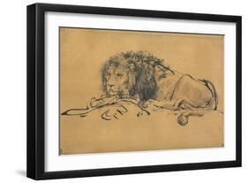 Lion Resting, Turned to the Left, C1650-Rembrandt van Rijn-Framed Premium Giclee Print