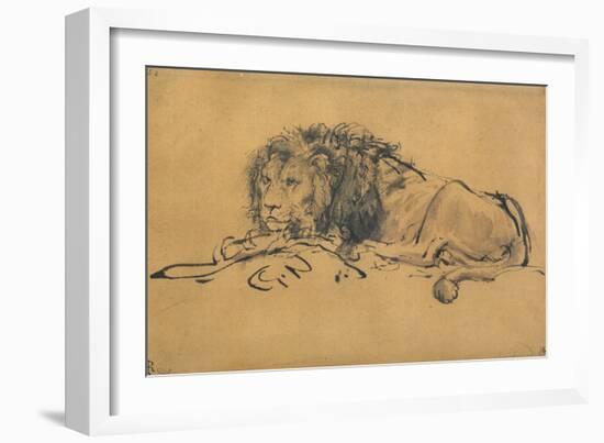 Lion Resting, Turned to the Left, C1650-Rembrandt van Rijn-Framed Premium Giclee Print