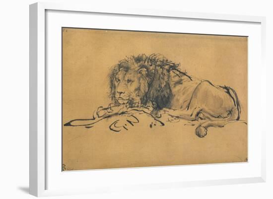 Lion Resting, Turned to the Left, C1650-Rembrandt van Rijn-Framed Giclee Print