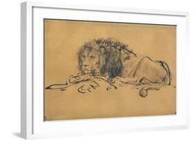 Lion Resting, Turned to the Left, C1650-Rembrandt van Rijn-Framed Giclee Print