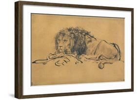 Lion Resting, Turned to the Left, C1650-Rembrandt van Rijn-Framed Giclee Print