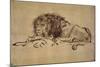 Lion Resting, Turned to the Left-Rembrandt van Rijn-Mounted Giclee Print