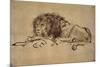 Lion Resting, Turned to the Left-Rembrandt van Rijn-Mounted Giclee Print