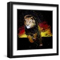 Lion Running-null-Framed Art Print