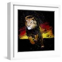 Lion Running-null-Framed Art Print