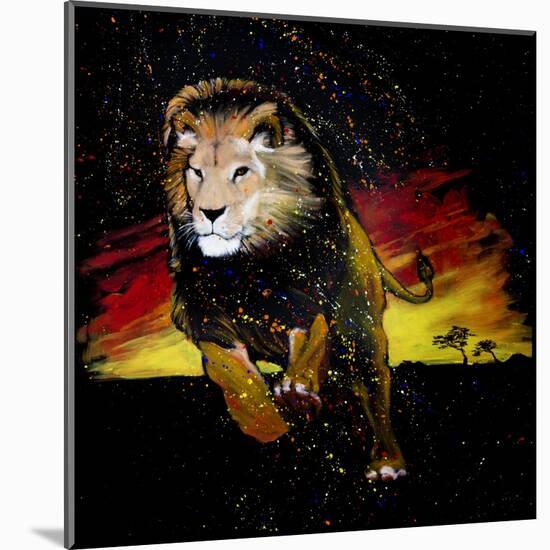 Lion Running-null-Mounted Art Print