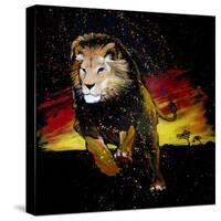 Lion Running-null-Stretched Canvas