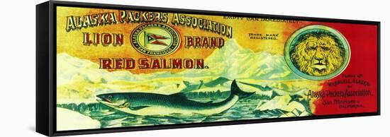 Lion Salmon Can Label - Wrangell, AK-Lantern Press-Framed Stretched Canvas