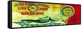 Lion Salmon Can Label - Wrangell, AK-Lantern Press-Framed Stretched Canvas