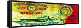 Lion Salmon Can Label - Wrangell, AK-Lantern Press-Framed Stretched Canvas