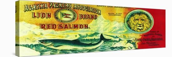 Lion Salmon Can Label - Wrangell, AK-Lantern Press-Stretched Canvas