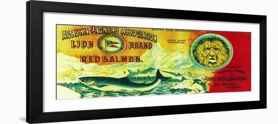 Lion Salmon Can Label - Wrangell, AK-Lantern Press-Framed Art Print