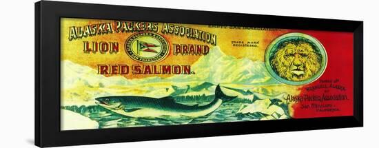 Lion Salmon Can Label - Wrangell, AK-Lantern Press-Framed Art Print