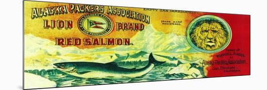 Lion Salmon Can Label - Wrangell, AK-Lantern Press-Mounted Premium Giclee Print