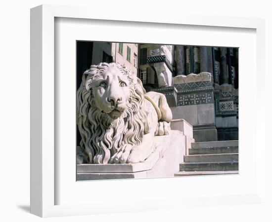 Lion, San Lorenzo Cathedral, Genoa (Genova), Liguria, Italy-Bruno Morandi-Framed Photographic Print