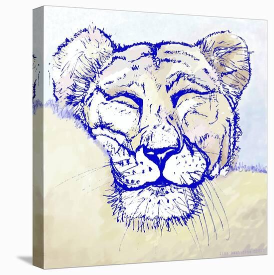 Lion Sleeping-Lisa Katharina-Stretched Canvas