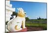 Lion Statue and Temple on Bagan Plain, Bagan (Pagan), Myanmar (Burma), Asia-Christian Kober-Mounted Photographic Print