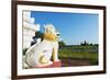 Lion Statue and Temple on Bagan Plain, Bagan (Pagan), Myanmar (Burma), Asia-Christian Kober-Framed Photographic Print