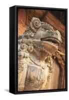 Lion Statue, Durbar Square, Patan, UNESCO World Heritage Site, Kathmandu, Nepal, Asia-Ian Trower-Framed Stretched Canvas