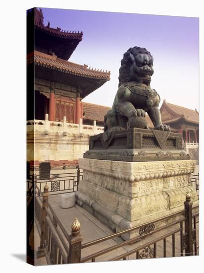 Lion Statue, Forbidden City, Beijing, China, Asia-Gavin Hellier-Stretched Canvas