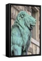 Lion Statue Of The Lions Gate Of The Louvre-Cora Niele-Framed Stretched Canvas