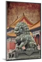 Lion Statue Standing Guard Forbidden City, Beijing, China-Darrell Gulin-Mounted Photographic Print
