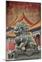 Lion Statue Standing Guard Forbidden City, Beijing, China-Darrell Gulin-Mounted Photographic Print