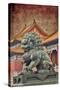 Lion Statue Standing Guard Forbidden City, Beijing, China-Darrell Gulin-Stretched Canvas