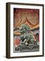 Lion Statue Standing Guard Forbidden City, Beijing, China-Darrell Gulin-Framed Photographic Print