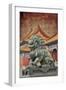 Lion Statue Standing Guard Forbidden City, Beijing, China-Darrell Gulin-Framed Photographic Print