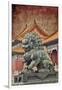 Lion Statue Standing Guard Forbidden City, Beijing, China-Darrell Gulin-Framed Photographic Print