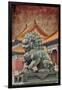 Lion Statue Standing Guard Forbidden City, Beijing, China-Darrell Gulin-Framed Photographic Print