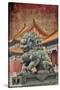 Lion Statue Standing Guard Forbidden City, Beijing, China-Darrell Gulin-Stretched Canvas