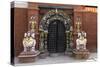 Lion Statues Outside a Gate at the Taleju Temple, Durbar Square, Kathmandu, Nepal, Asia-John Woodworth-Stretched Canvas