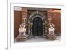 Lion Statues Outside a Gate at the Taleju Temple, Durbar Square, Kathmandu, Nepal, Asia-John Woodworth-Framed Photographic Print