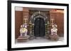 Lion Statues Outside a Gate at the Taleju Temple, Durbar Square, Kathmandu, Nepal, Asia-John Woodworth-Framed Photographic Print