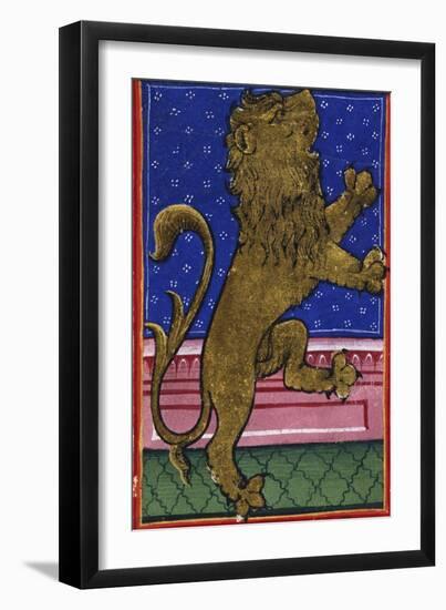 Lion, Symbol of the City of Brescia, Miniature from the Book of Privileges Manuscript-null-Framed Giclee Print