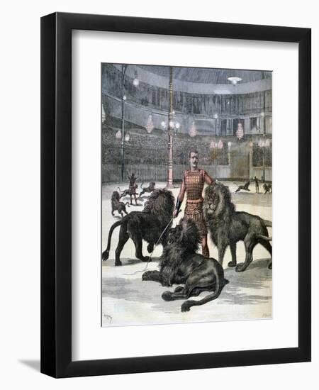 Lion Taming at the L'Hippodrome, Paris, 1891-Henri Meyer-Framed Giclee Print