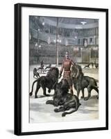 Lion Taming at the L'Hippodrome, Paris, 1891-Henri Meyer-Framed Giclee Print