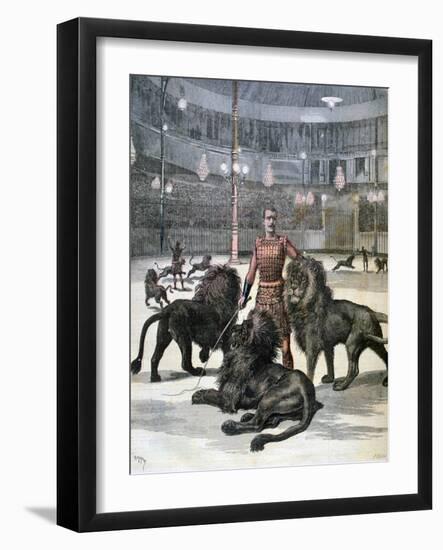 Lion Taming at the L'Hippodrome, Paris, 1891-Henri Meyer-Framed Giclee Print
