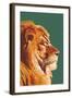 Lion Up Close-Lantern Press-Framed Art Print