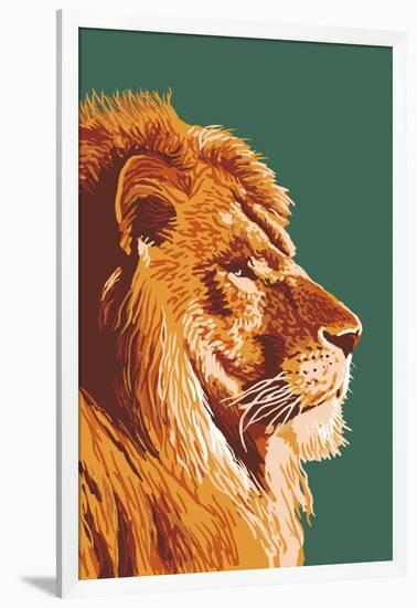 Lion Up Close-Lantern Press-Framed Art Print