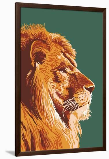 Lion Up Close-Lantern Press-Framed Art Print